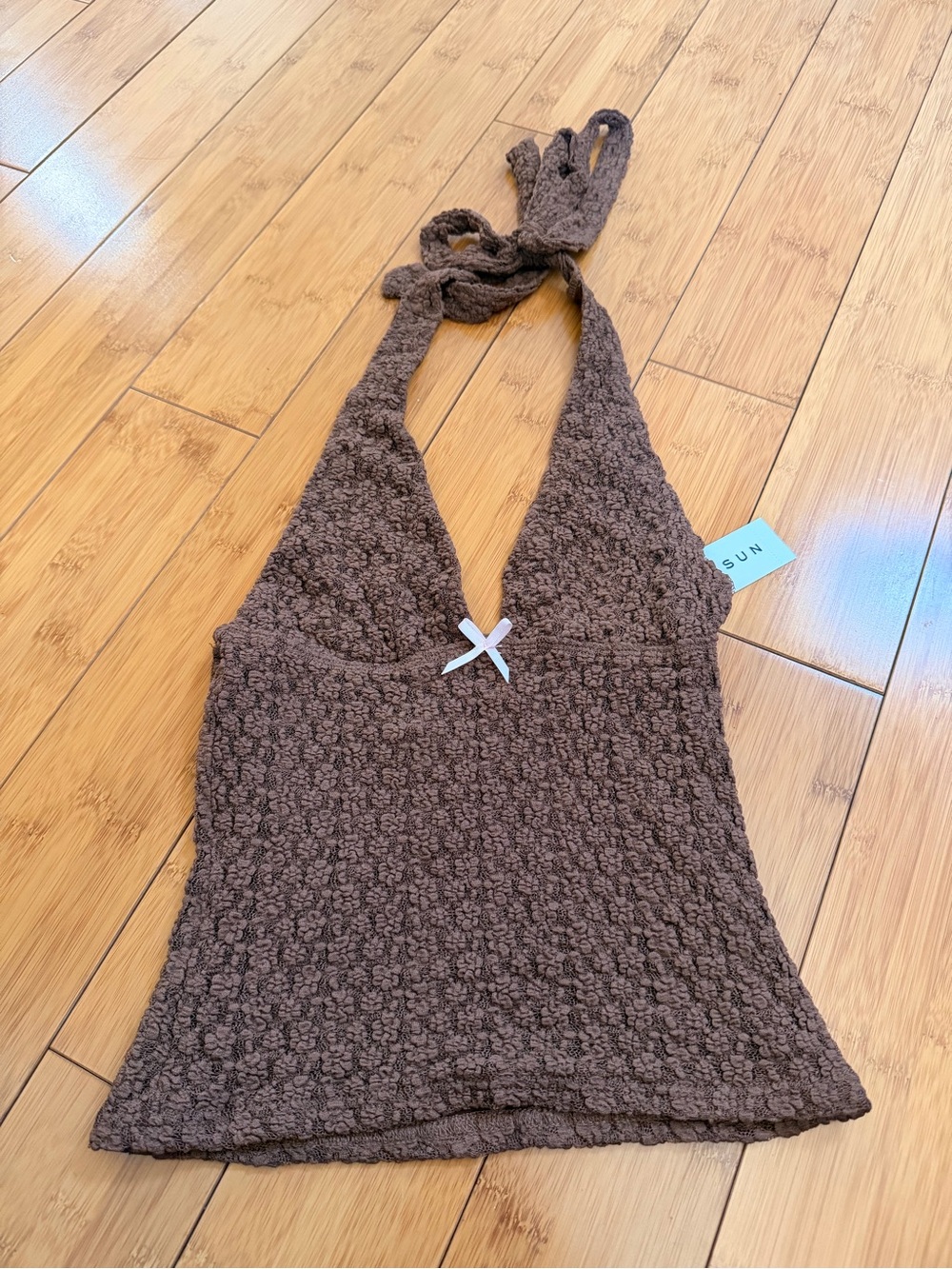Brown Halter Textured Knit Tank Top Pacsun